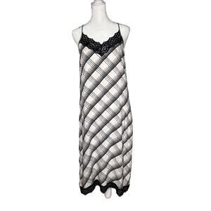 Paige Black + White Slip Dress Lace‎ Trim Adjustable Spaghetti Straps Size Small